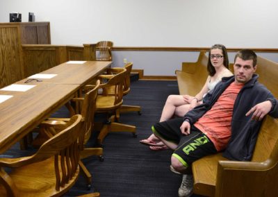 Andrew Laubacher, 29, of Fremont, said he died from a drug overdose. His heart stopped beating for eight minutes as his wife and children watched him turn blue, he said. He has been in Judge Kolesar’s drug court for two months, trying to put his life back together. He attends regular addiction recovery meetings and Vivitrol helps curb his opiate cravings. He said he and his wife Tasha, 25, hope to regain custody of their children in July.