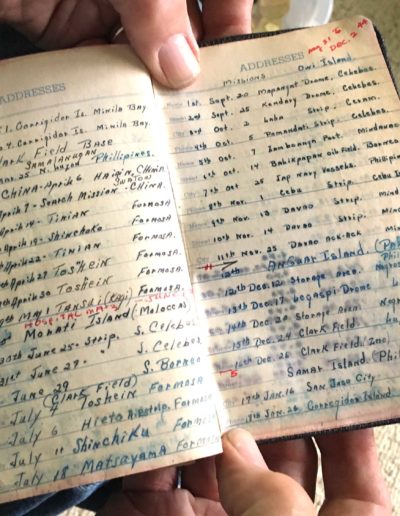 Leo Bundschuh kept track of his 37 missions by writing them down in an address book during the war.