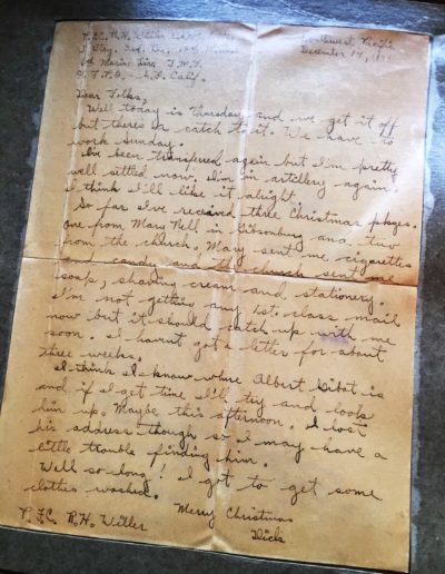 Willer kept a letter he wrote and sent home during World War II.